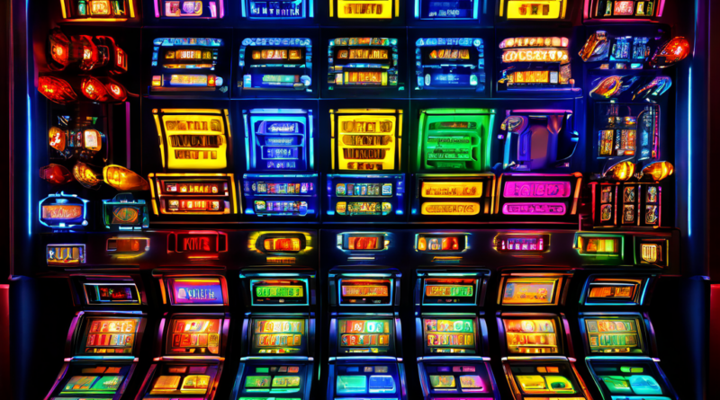 카지노 슬롯머신 릴처럼 배열된 컴퓨터 메모리 슬롯이 데이터 블록을 효율적으로 할당하는 모습입니다.