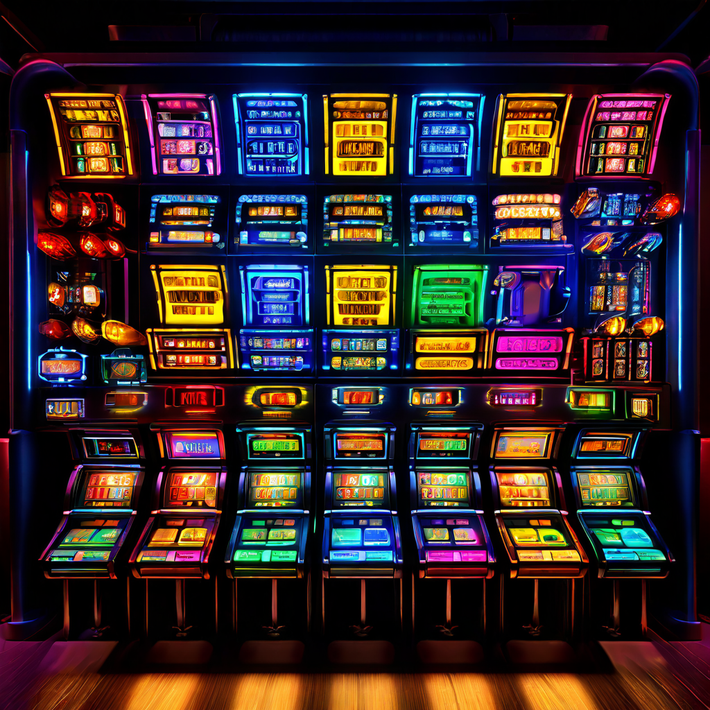 카지노 슬롯머신 릴처럼 배열된 컴퓨터 메모리 슬롯이 데이터 블록을 효율적으로 할당하는 모습입니다.